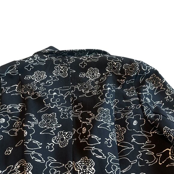 Modcloth Sweet Sophistication Blazer Black White Outline Floral Print Size Med - Picture 8 of 11